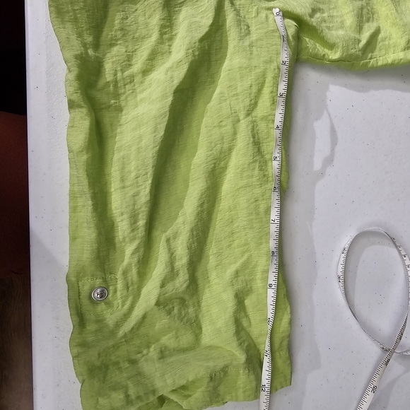 Cj Banks Lime Green Roll Tab Sleeve Hem Drawstring Light Shacket Womens - Picture 12 of 13